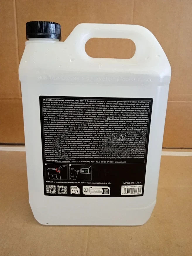ERRECOM AdBlue Diesel Additive 5L ISO 22241 NOx Reduction Easy Pour Spout New