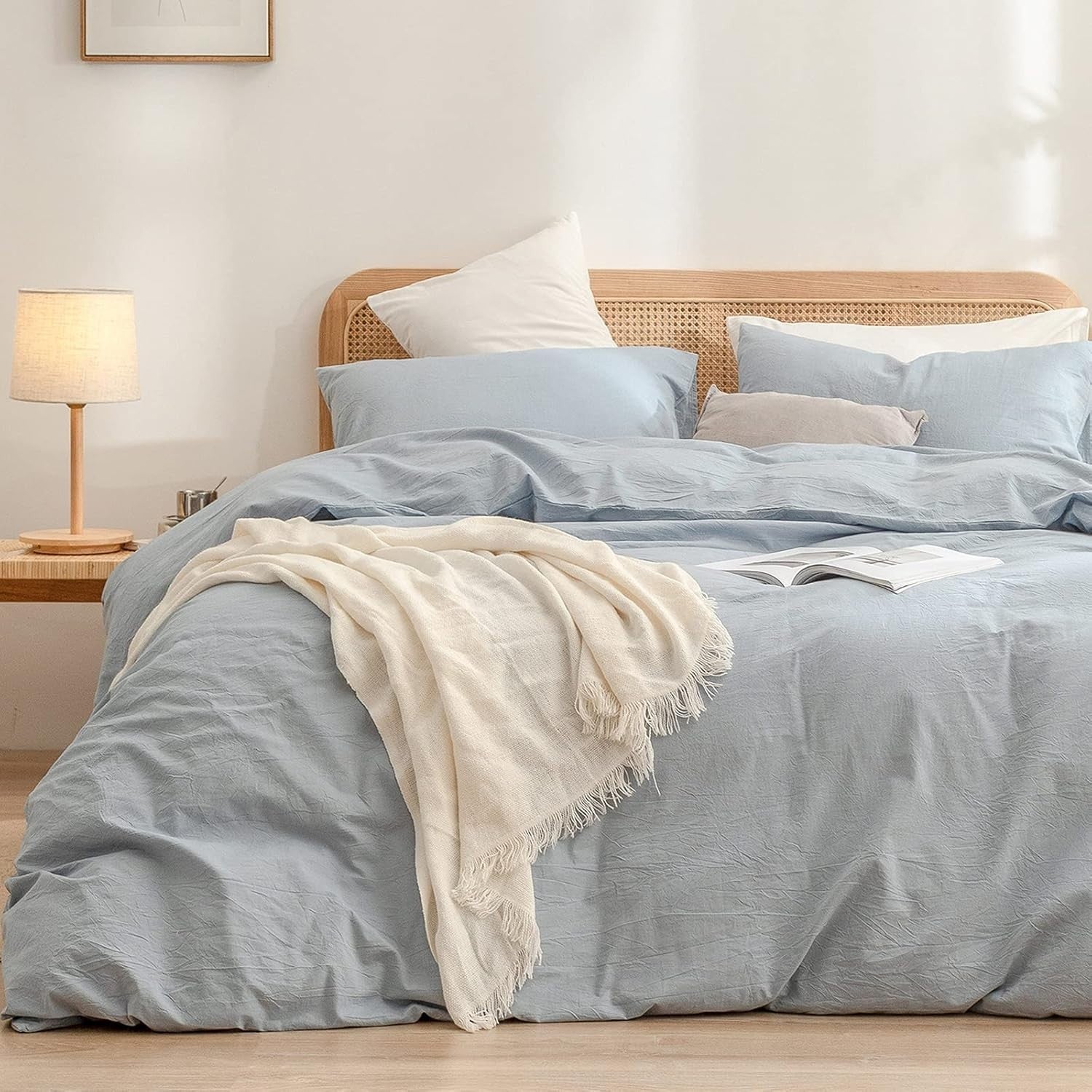 Bestouch Duvet Cover Set 100% Washed Cotton Linen Feel Super Soft King Size New