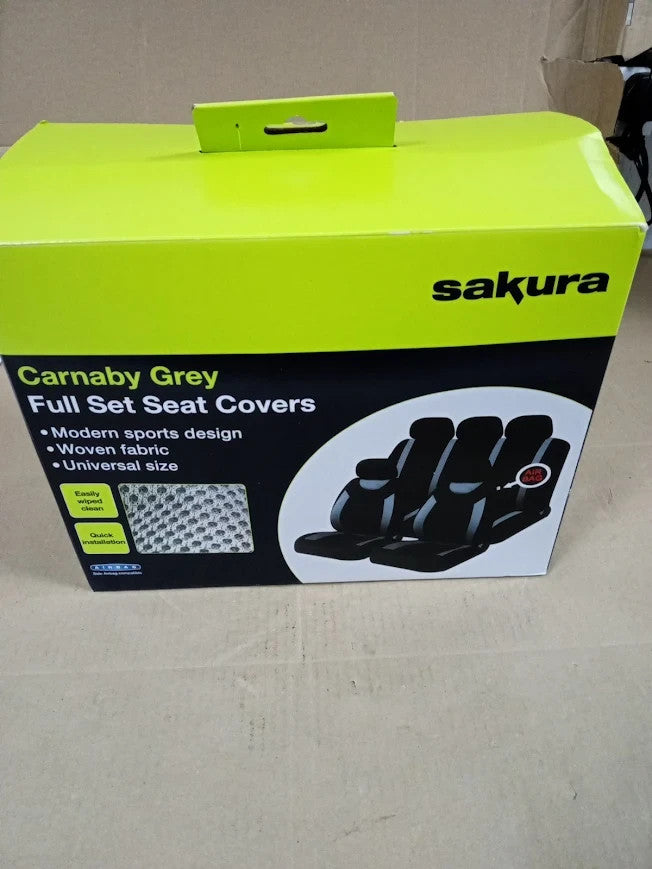 Sakura Car Seat Headrest Covers Carnaby Grey SS5398 Full Set Universal New