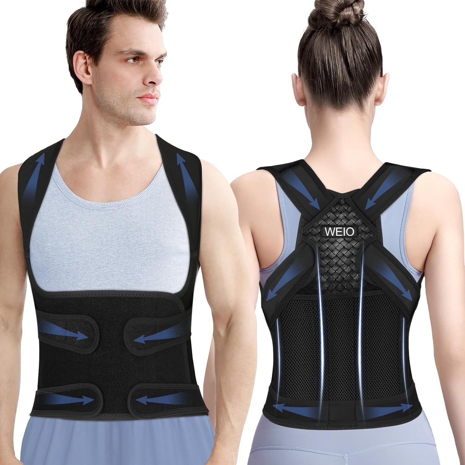 Back Brace Support Posture Corrector Adjustable Shoulder Neck Lumbar Large New