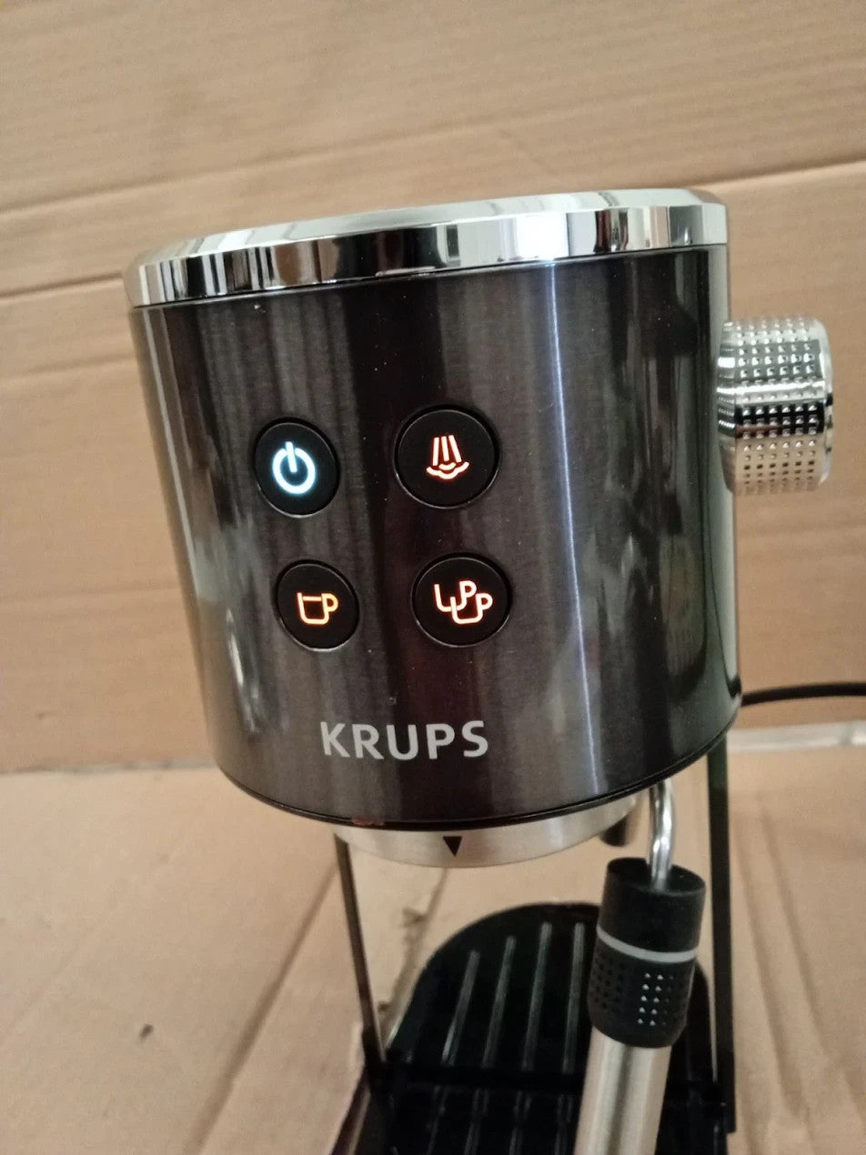 Krups Virtuoso Pump Espresso Machine Compact Black Stainless Steel XP444GG0