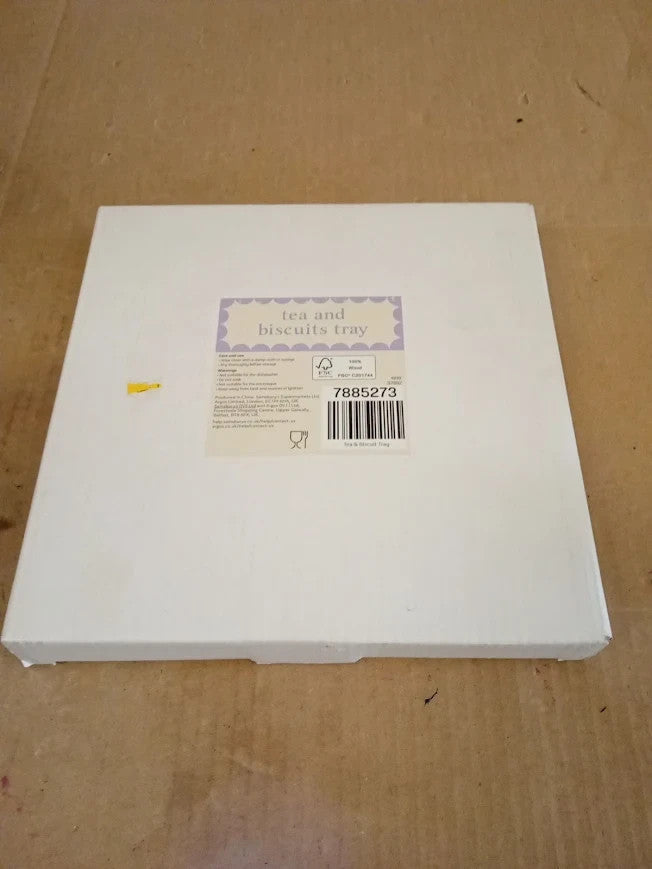Argos Home Tea Biscuit Tray 22x22x3cm Rubber Wood Wipe Clean