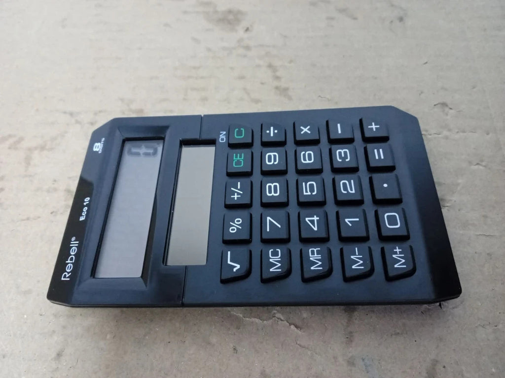 Rebell Eco 10 Calculator 8 Digits Schwarz LCD Solar Powered New