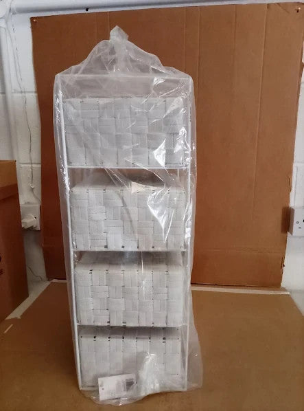 Argos Home 4 Drawer Woven Bathroom Storage Unit 20L White 60x22x23cm New