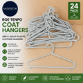 Roe Tenpo Coat Hangers Grey Adult Plastic Clothes Durable Lightweight 24 Pieces