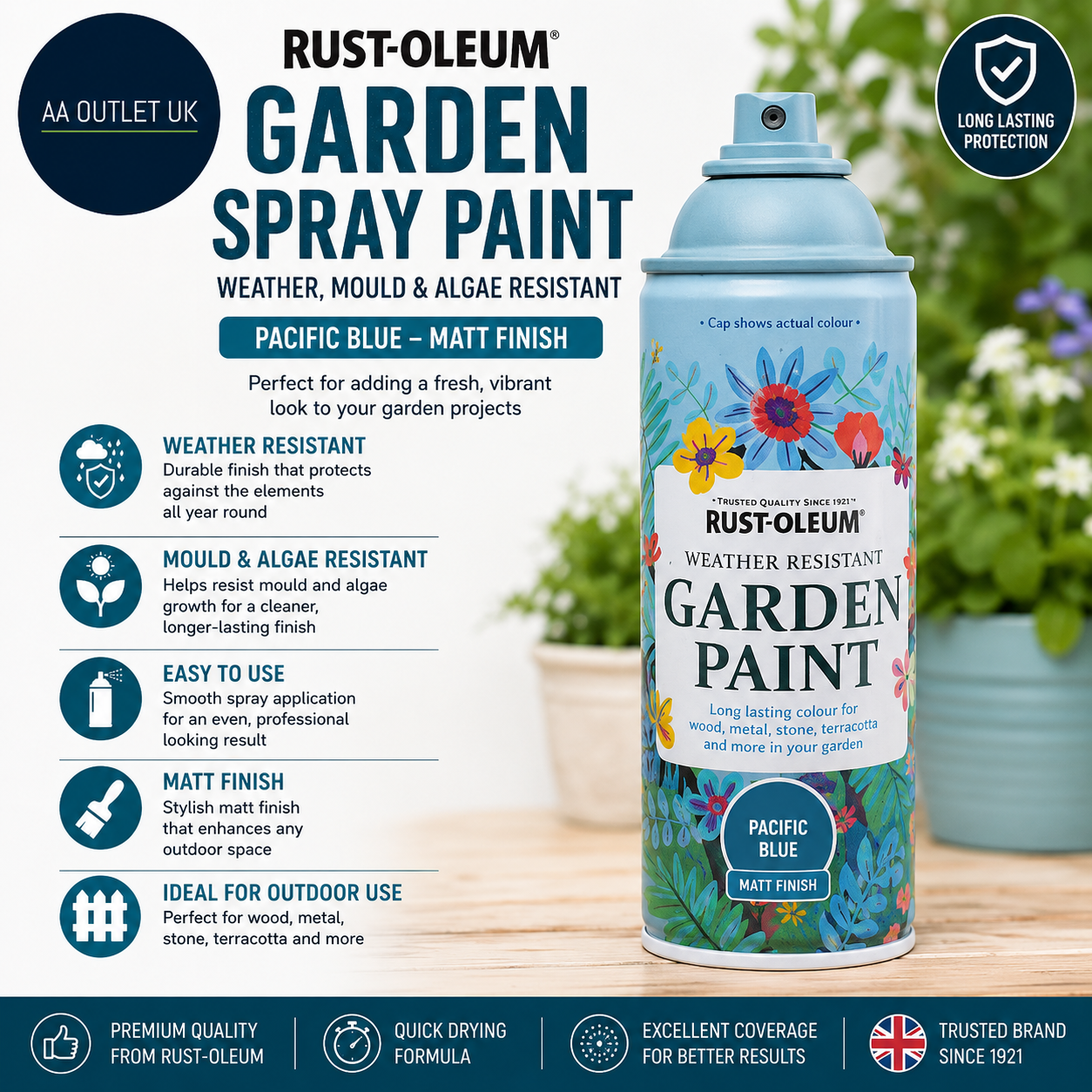 Rust Oleum Blue Weather Mould Algae Resistant Garden Spray Paint Aerosol