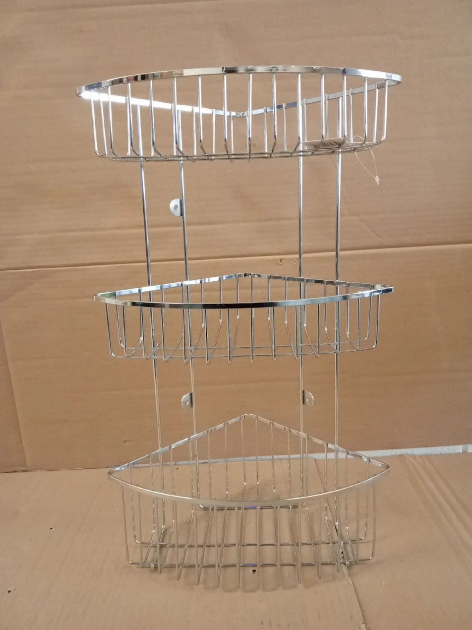 Home 3 Tier Wall Mounted Chrome Shower Caddy 48x32x24cm Caddy Storage
