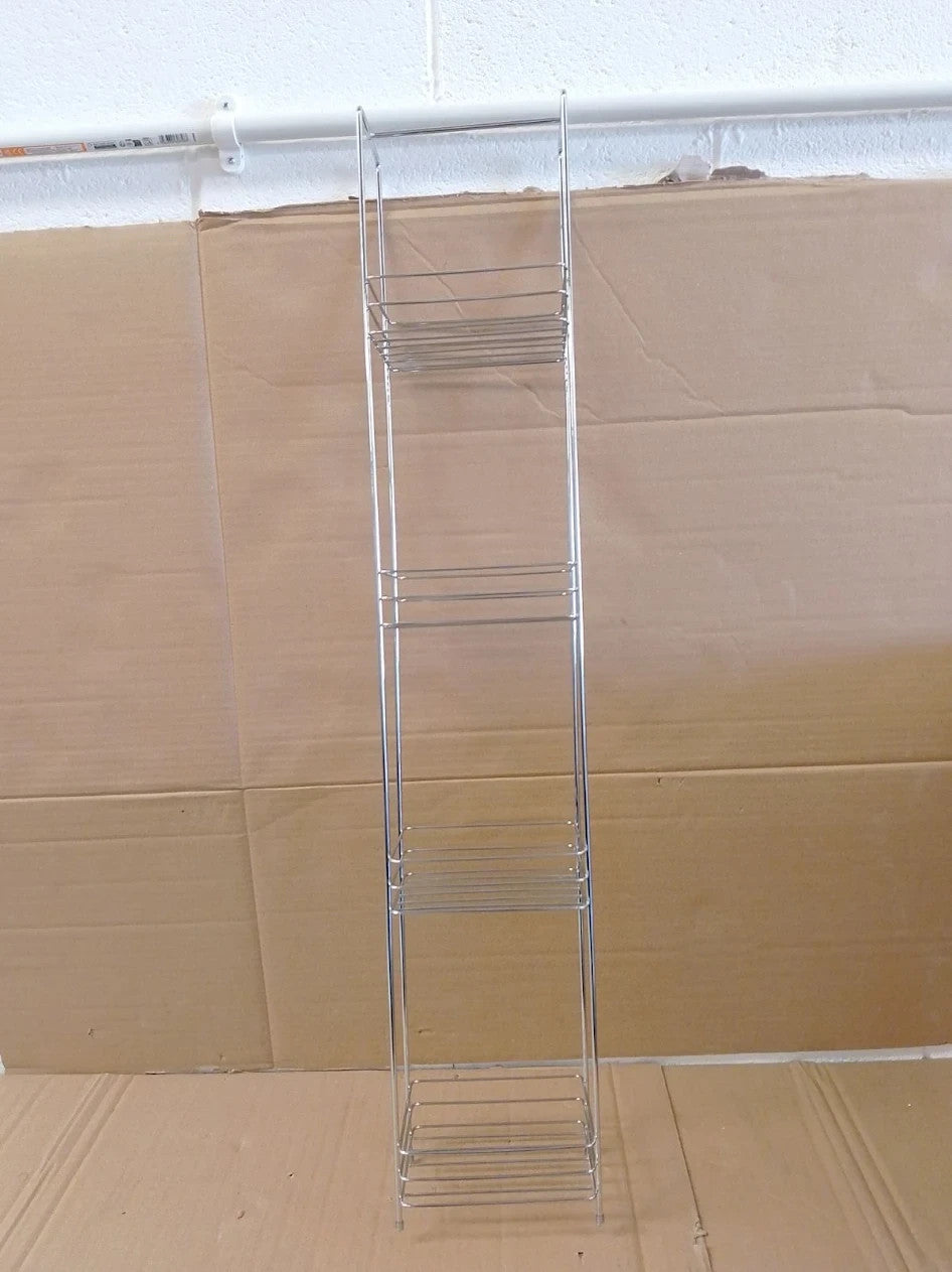 Home 4 Tier Bathroom Storage Shelf Unit Chrome 4 Storage Sections 86x16x12cm