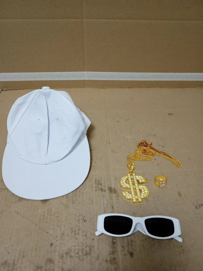 Hip Hop Costume Kit Rapper Cosplay Fancy Dress Set 80s 90s Hip Hop Accessories