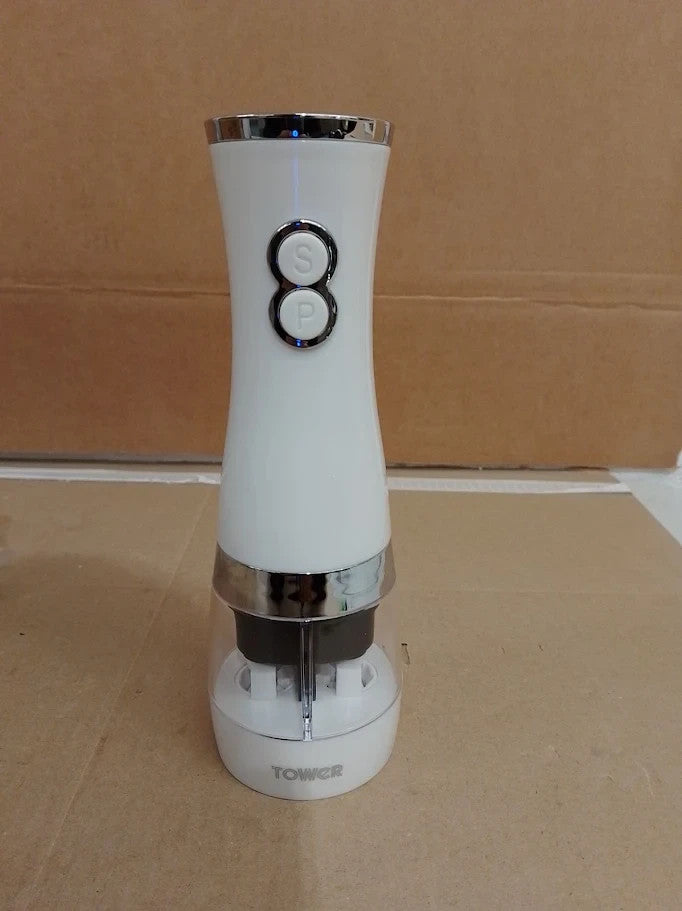 Tower T847004W Electric Duo Salt Pepper Mills Battery Operated Adjustable New