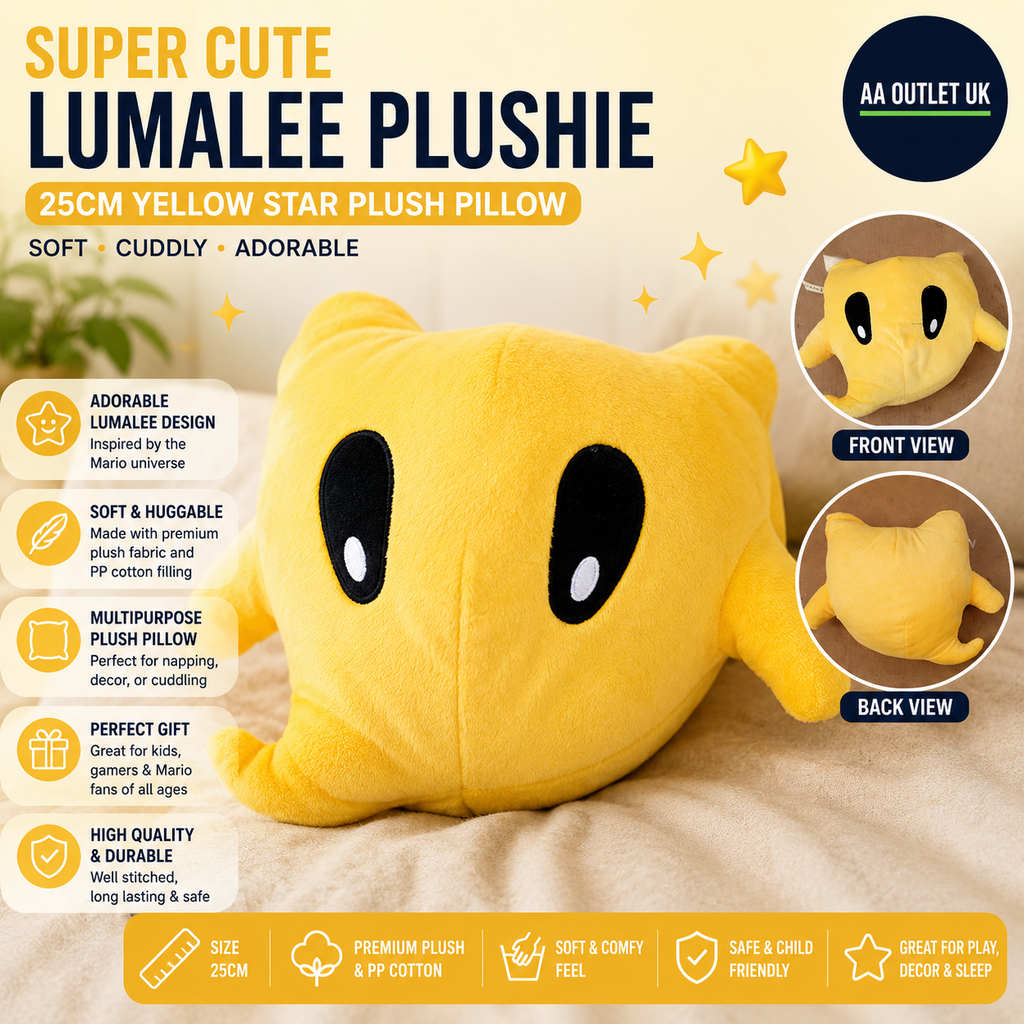 OUKEYI 25cm Yellow Mario All Cartoon Anime Star Stuffed Toys Cushion Pillow