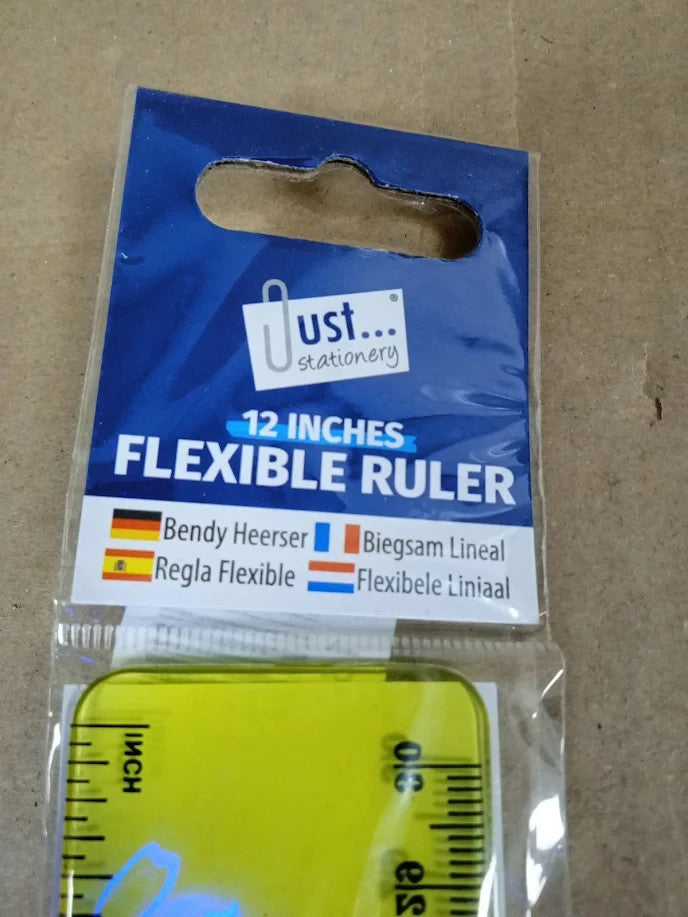 Tallon 12" Transparent Flexible Bendy Ruler School Office Work Supply Yellow New