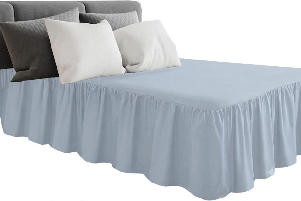 King Bed Frilled Valance Silver Soft Microfibre Anti Wrinkle 152x200+25cm New