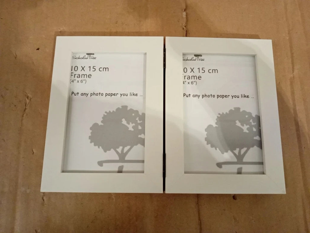 Scholar Tree 10x15cm White Double Photo Picture Frame Stand Vertical 2 Pack