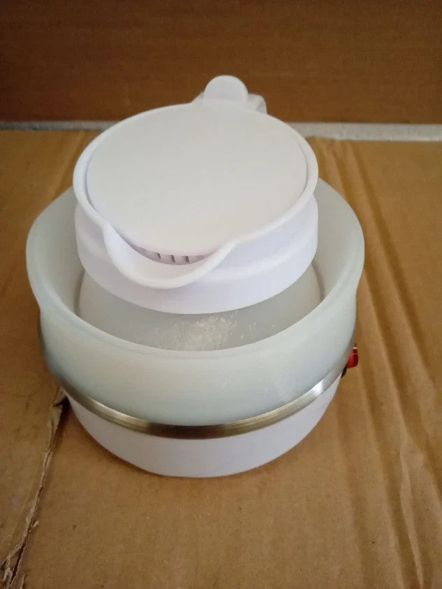 Ahdxkue Foldable Electric Kettle Travel Size Small 600ML Silicone White