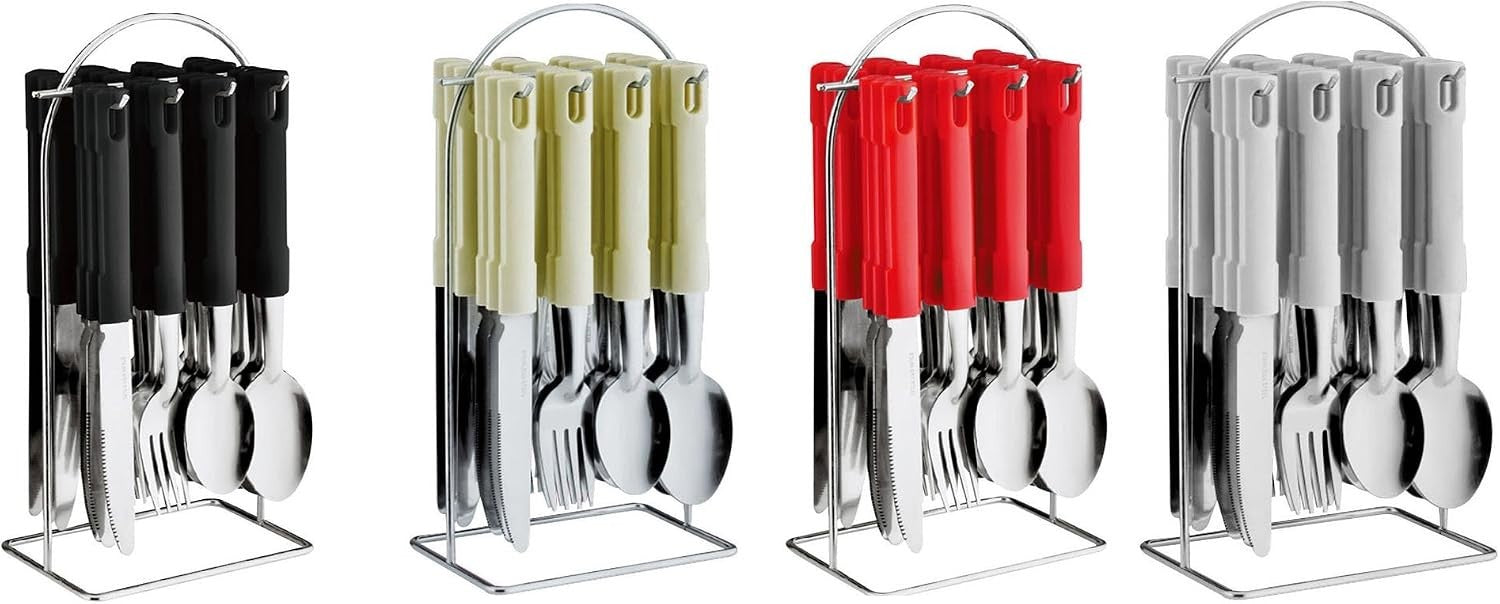 24 Piece Stainless Steel Cutlery With Hanging Stand White New