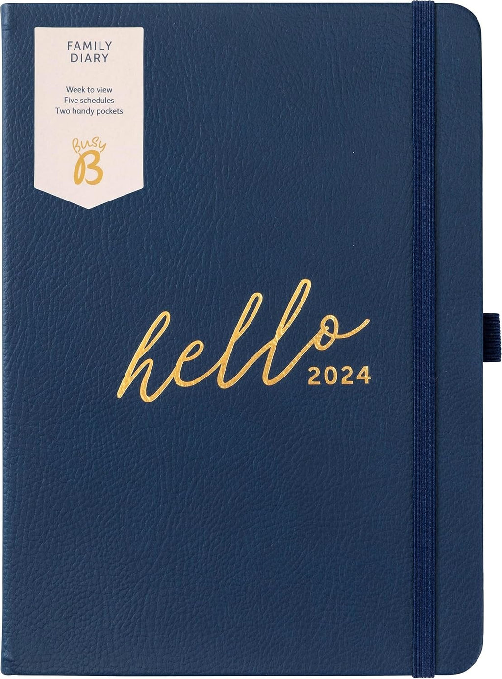 Busy B Family Diary January To December 2024 A5 Navy Faux Leather New