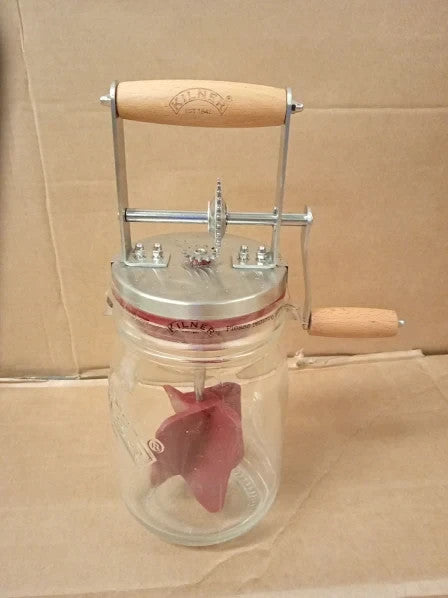 Kilner Butter Churner Set 1L Glass Jar Hand Churning Mechanism 4.33x10.63x6.3in