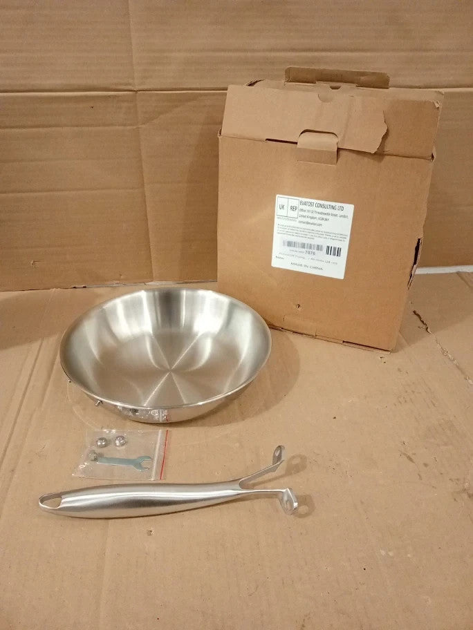 Houslux Frying Pan Stainless Steel Uncoated Induction Compatible 24cm New
