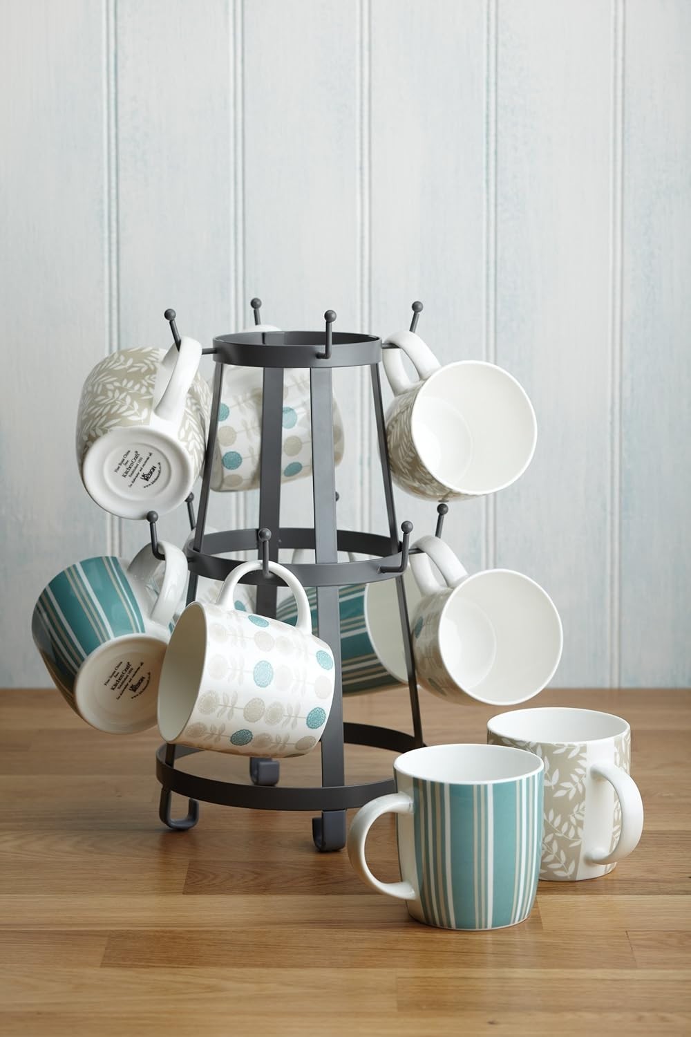 KitchenCraft Living Nostalgia Mug Tree Grey 34x18.5cm Stainless Steel New