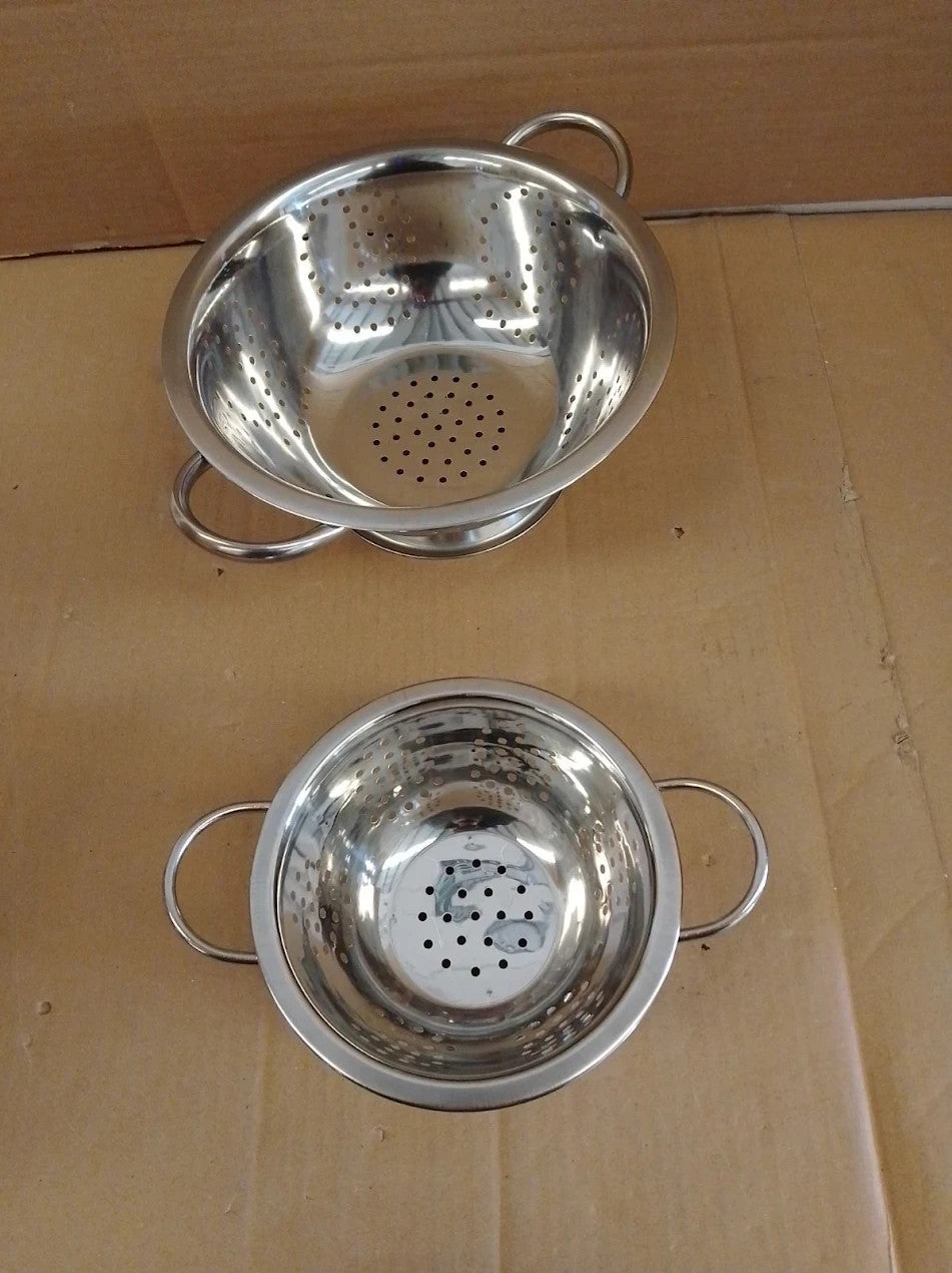 Home 2 Pack Set Stainless Steel Colanders Stainless Steel 11x25x31.5cm