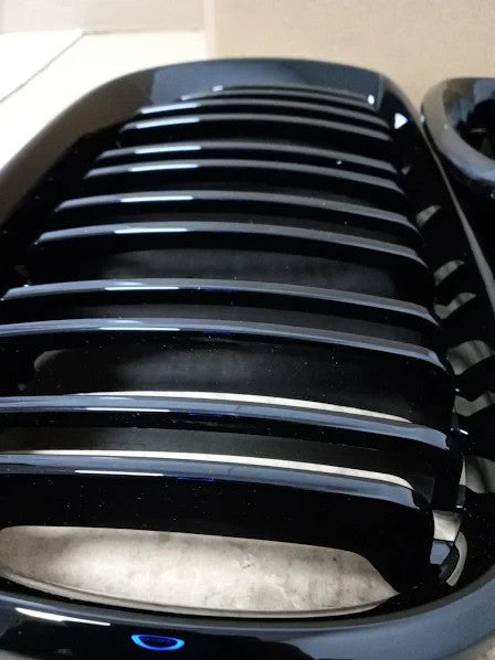 Double Bridge Front Kidney Grill Grilles Glossy Black E46 4 Door New
