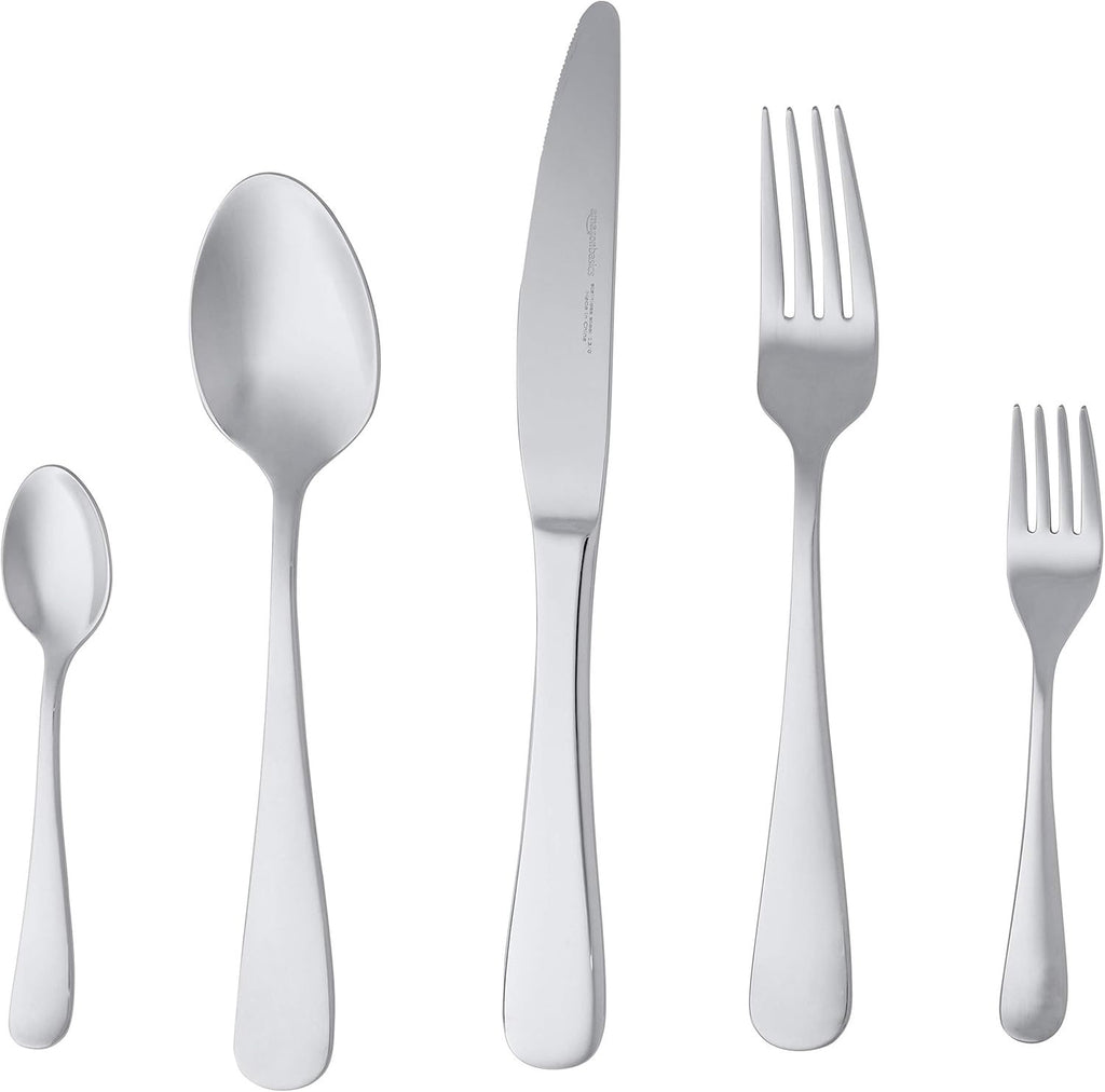 Amazon Basics Cutlery Set Stainless Steel With Round Edge 20Piece New
