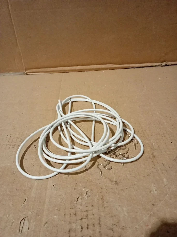 Divchi Net Curtain Wire And Hooks Set 4 Meter Curtain Kit With 10 Hooks New
