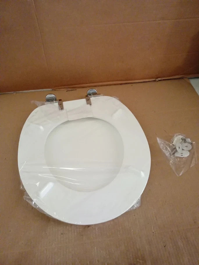 Argos Home Slow Close Wooden Toilet Seat Adjustable Hinges Solid Wood White New