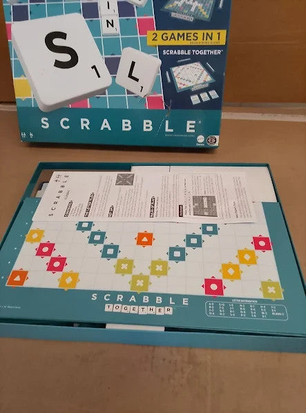 Mattel Scrabble Board Family Word Game 2-4 Players 35.5x35.5cm 12+ New