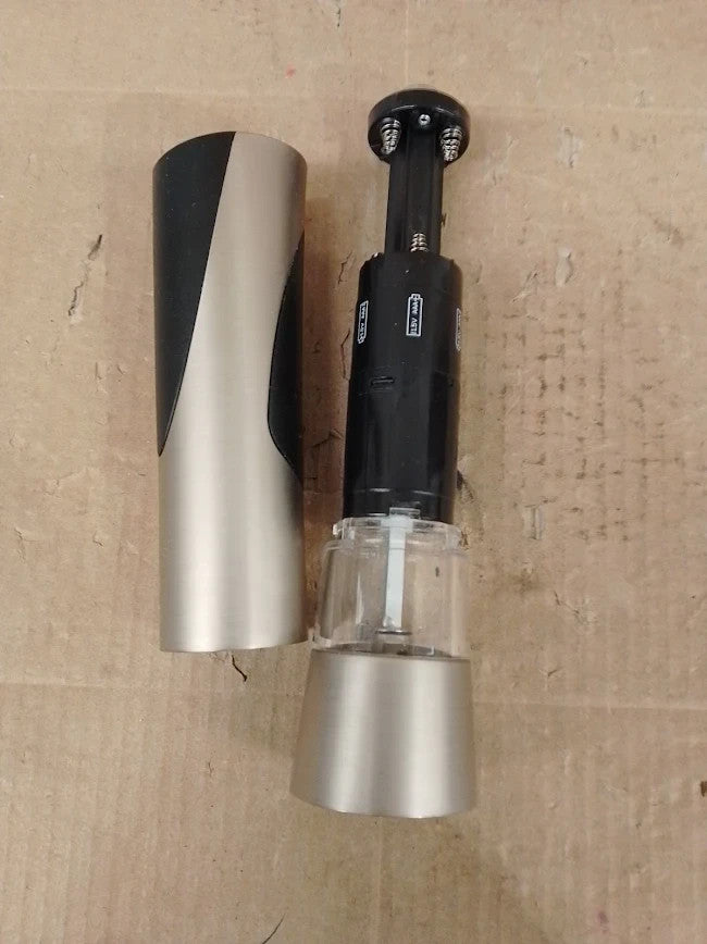 Cole Mason Electric Salt Pepper Mill Set Adjustable Thickness Chrome Acrylic