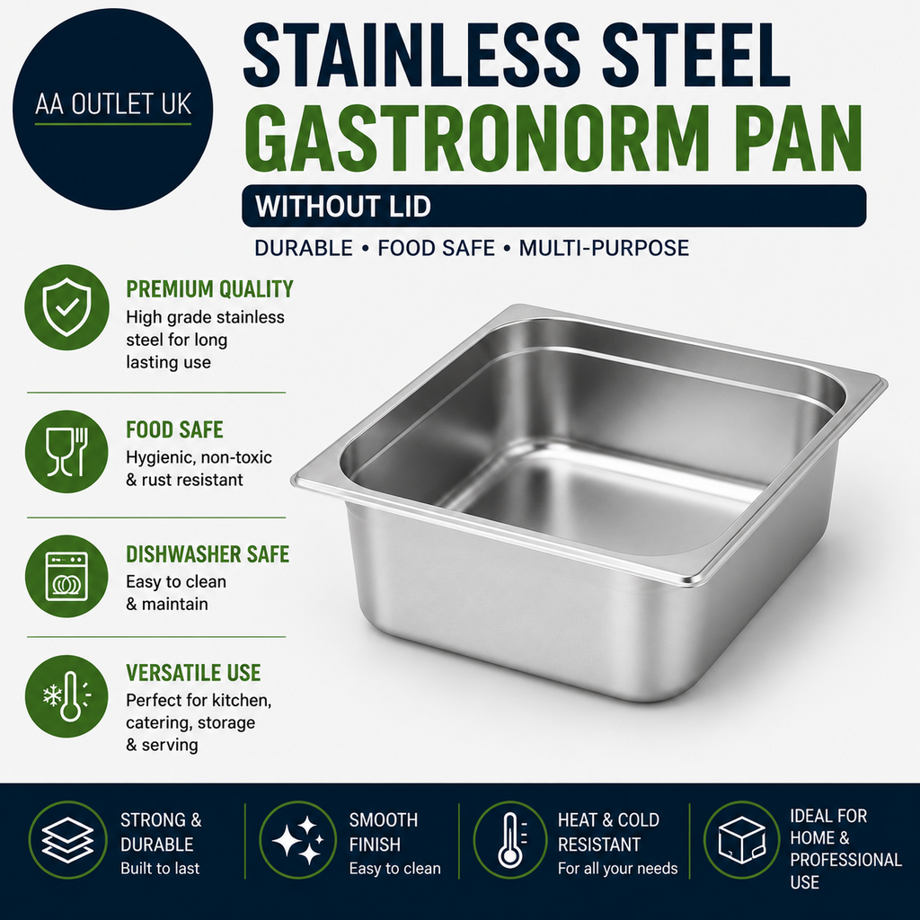 Vogue GN Stainless Steel Gastronorm Tray Pan 150mm Deep 13L K814 Modern Durable