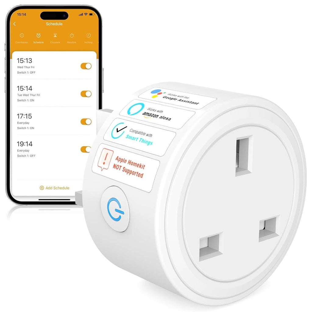 Surfou Smart Plug WiFi Socket Energy Monitoring Timer Schedule App White New