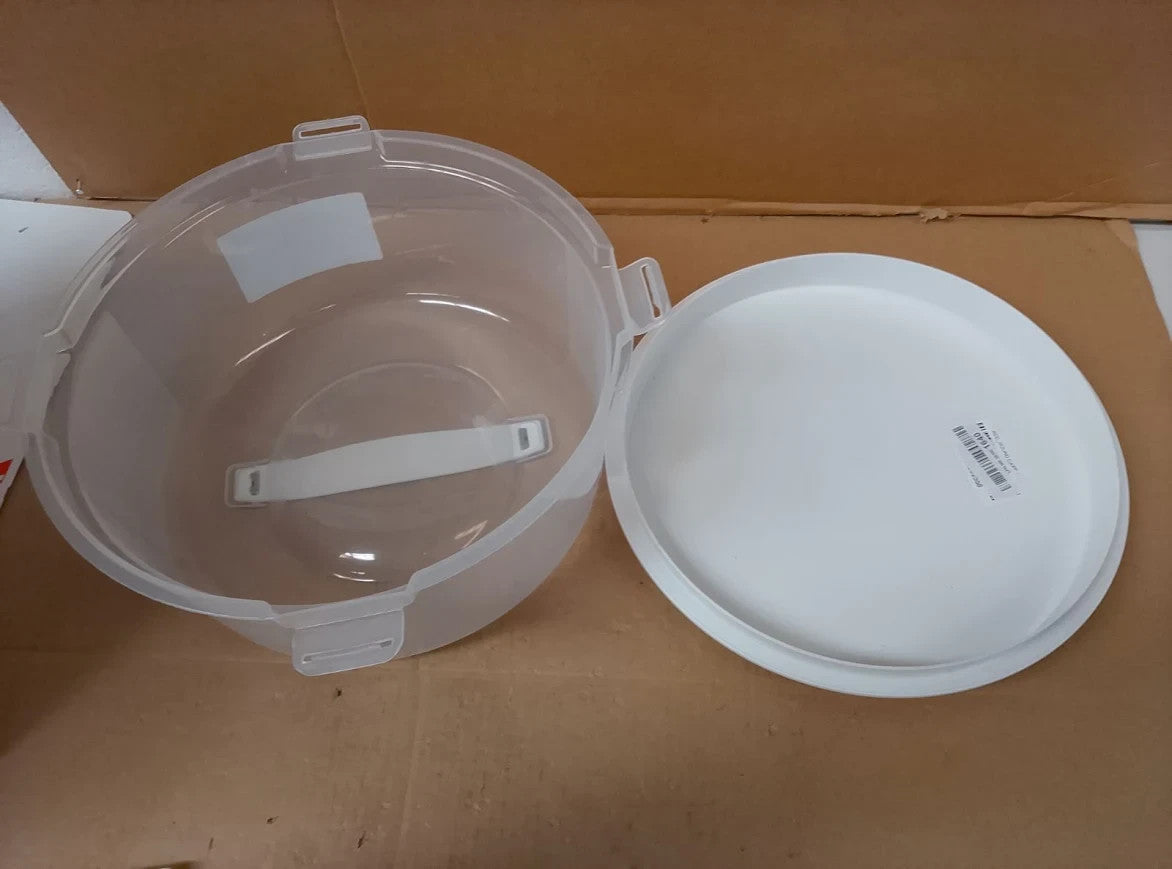 Accurate Plastic Cake Carrier Lid Locking Clips Round Dishwasher Safe 30cm