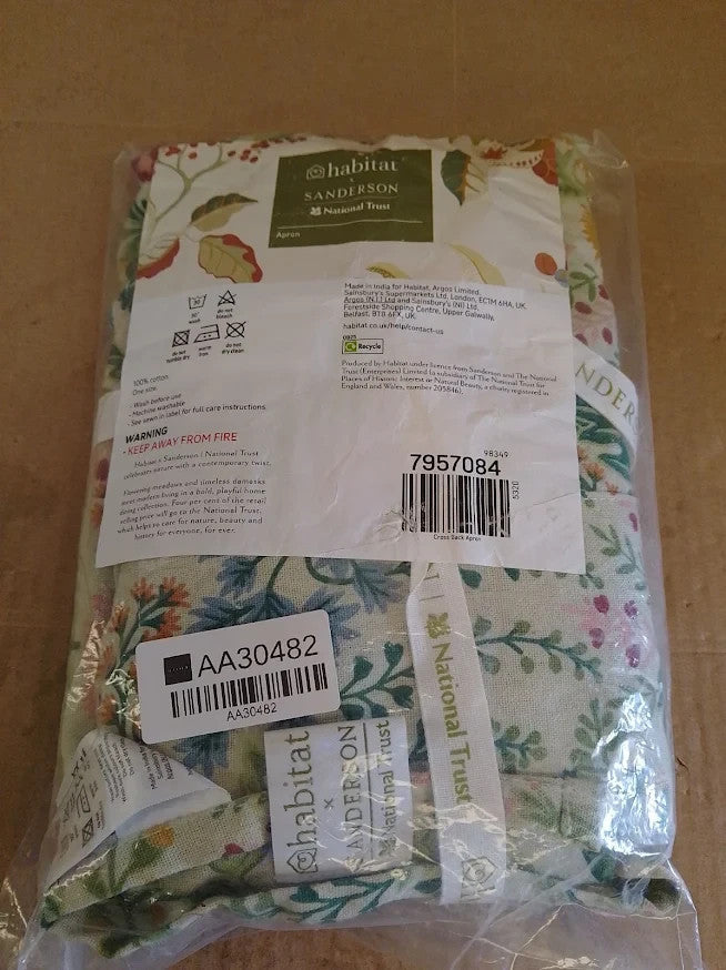 Habitat Sanderson National Trust Floral Apron Green W69xL82cm Adjustable Neck
