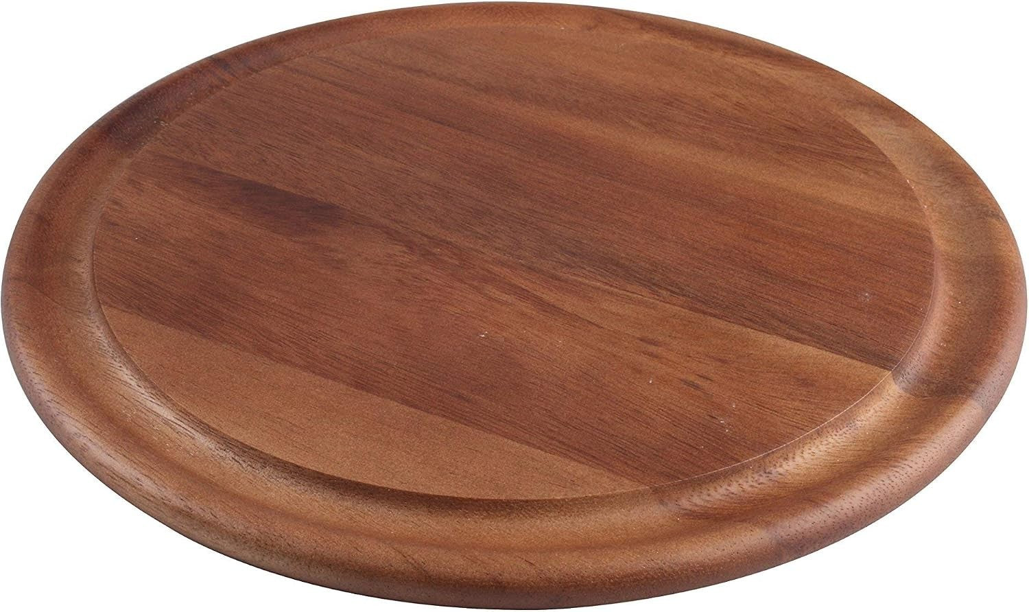 T&G 10955 Tuscany Round Chopping Board Groove Acacia 29.4x1.5cm Brown New