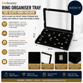 Frebeauty Ring Organiser Tray 100 Slots Ring Holder Clear Lid 9.5x13.8x2in