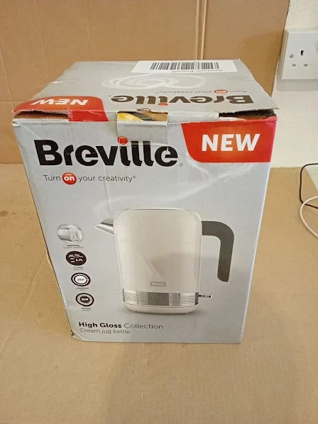 Breville High Gloss Electric Kettle 1.7L 3kw Fast Boil Cream 9.1x5.9x9.4cm New