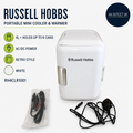 Russell Hobbs RH4CLR1001 4L 6 Can Portable Mini Cooler Warmer For Drinks White