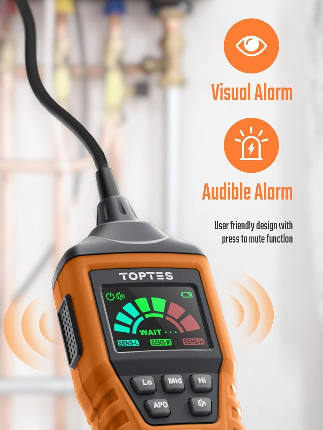 PT520A Gas Leak Detector 43.5cm Probe Methane Propane Butane Orange Design New