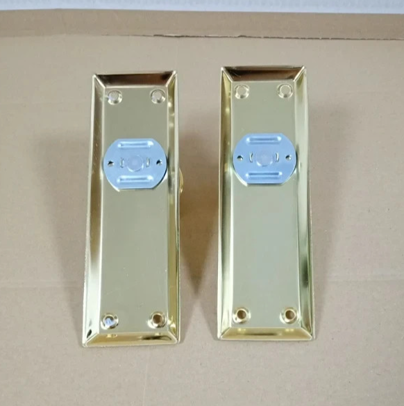 Newliplace 2 Pieces Vintage Dummy Door Knobs Antique Brass Long Plate Interior