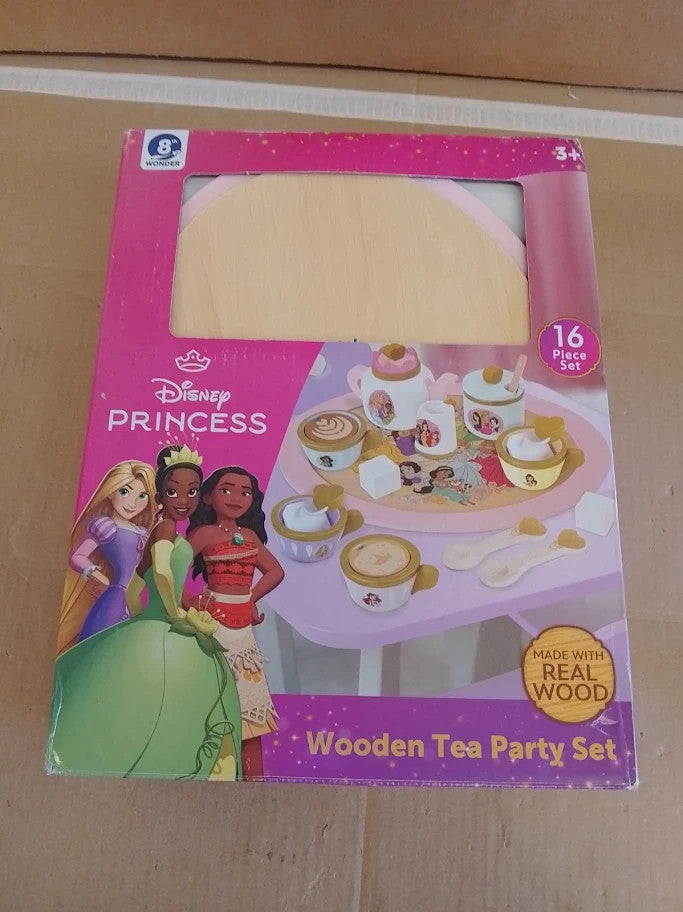 Disney Princess Wooden Tea Set Pretend Play Party Toy Imaginative Role 3+ New
