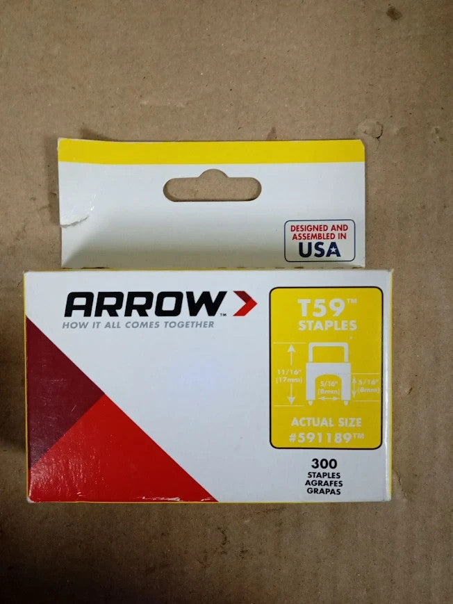 Arrow Insulated Staples 300 8x8mm Clear 5/16x5/16in T59 Clear New