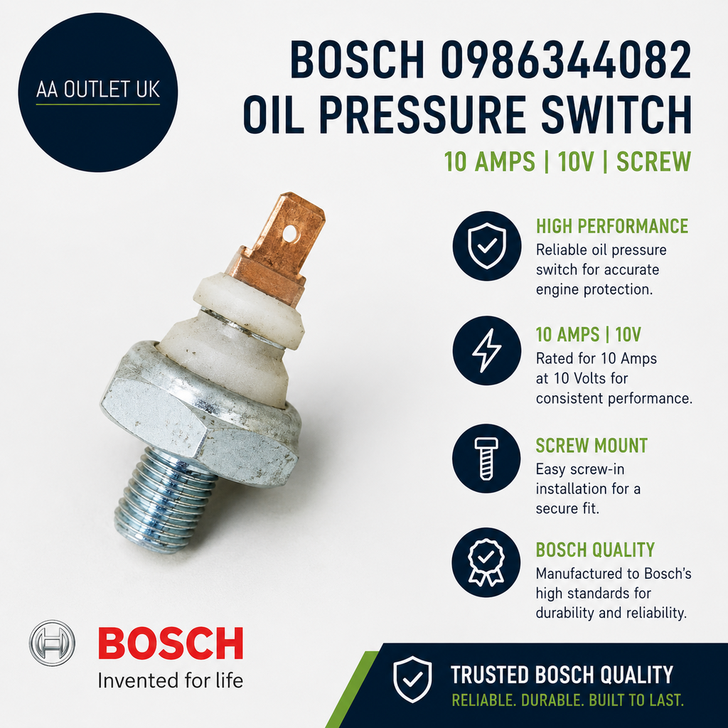 Bosch 0986344082 Oil Pressure Switch 10 Amps 10V Screw