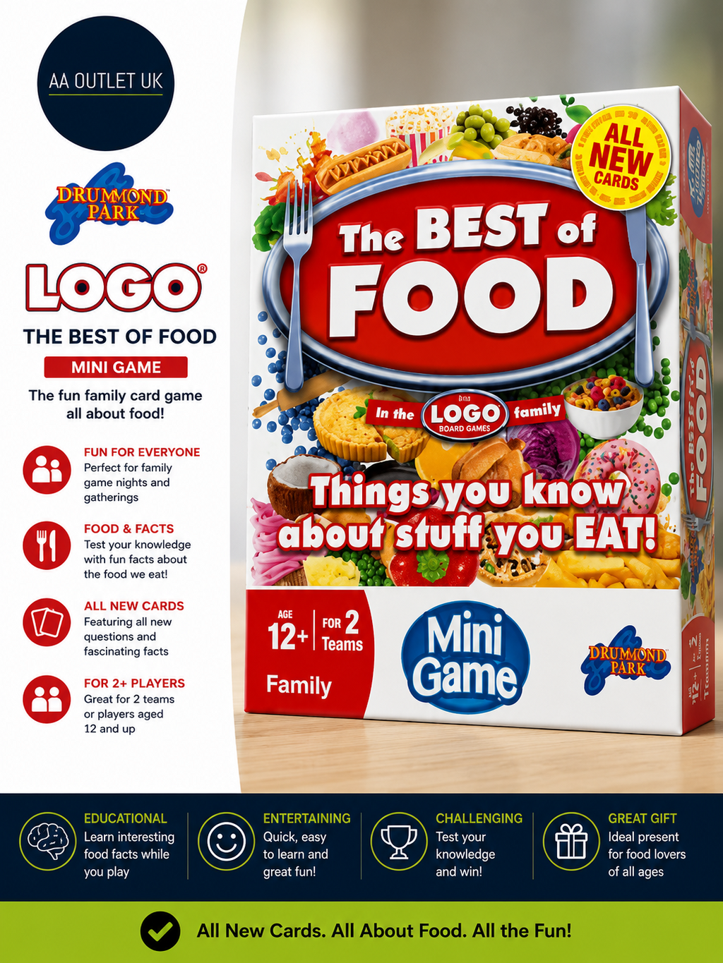 Drumond Park T73183 Logo The Best of Food Cardboard Memory Puzzle Mini Game