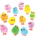 Baker Ross EK237 Easter Coloured Mini Fluffy Chicks Cake Decorations 12 Pack New