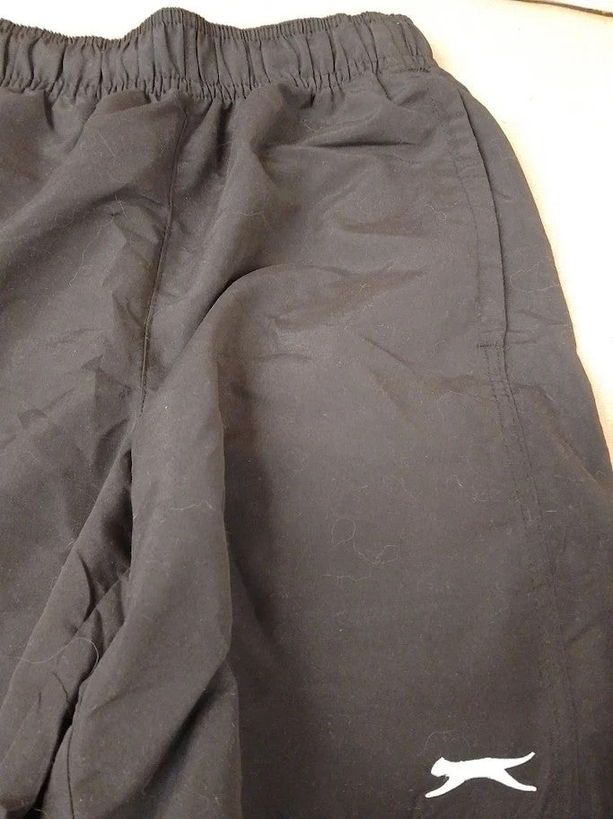 Slazenger Mens Woven Shorts Black Small Cotton Blend Low Rise Logo Pattern