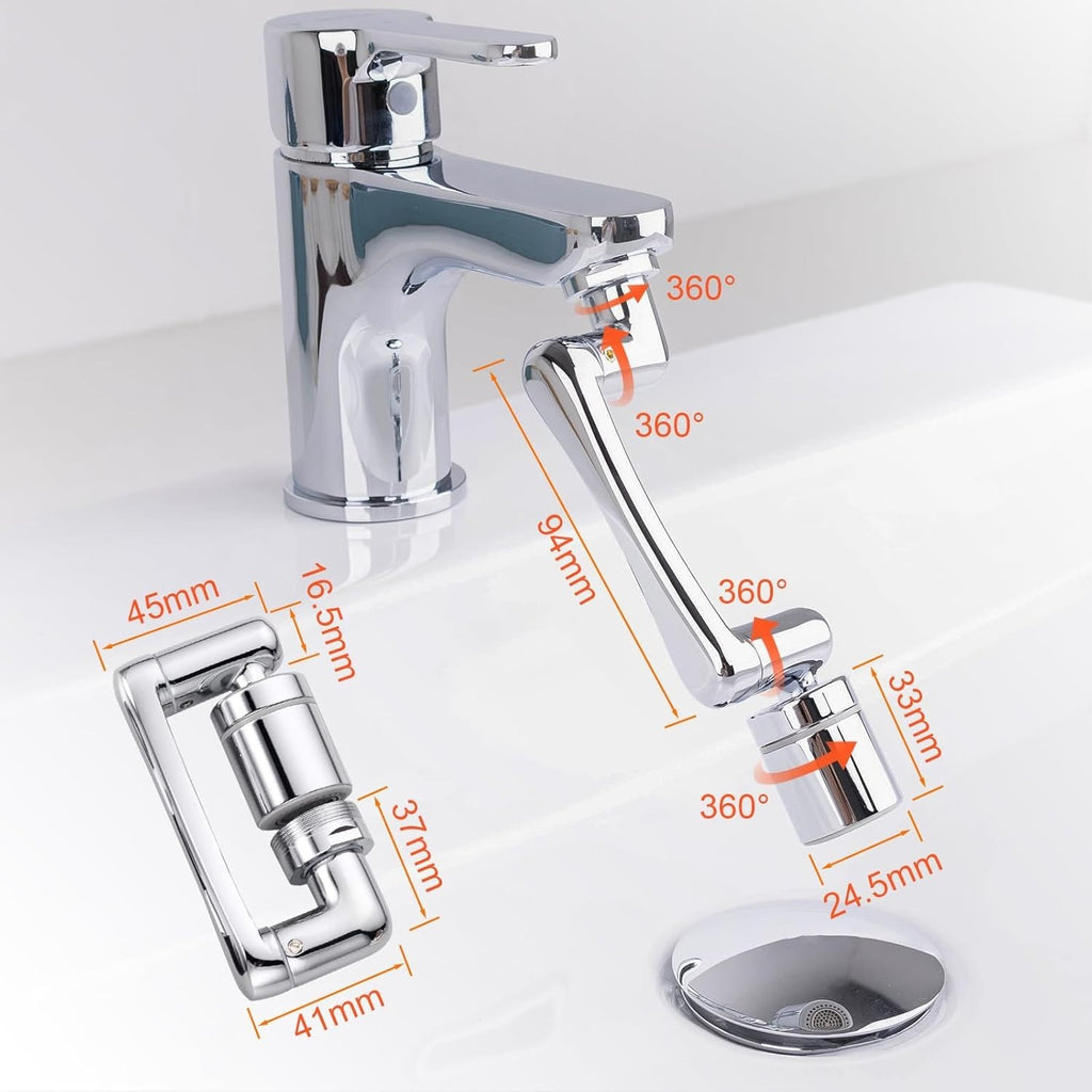Ibergrif Tap Extender for Kitchen Sink -Swivel Robotic Arm Faucet Aerator New