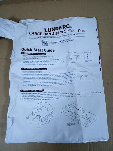 Lunderg Large Bed Alarm Elderly Adults Wireless Sensor Pad 20x30in New