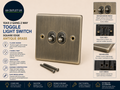 10AX 2 Gang 2 Way Toggle Light Switch Square Edge Antique Brass Alloy Steel